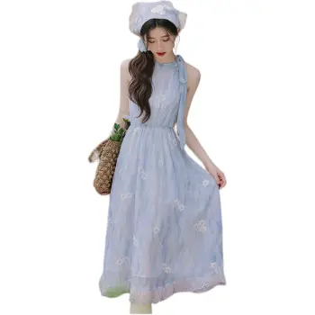 JECCI FIVE Sleeveless Dress Women's Blue Includes Headwrap