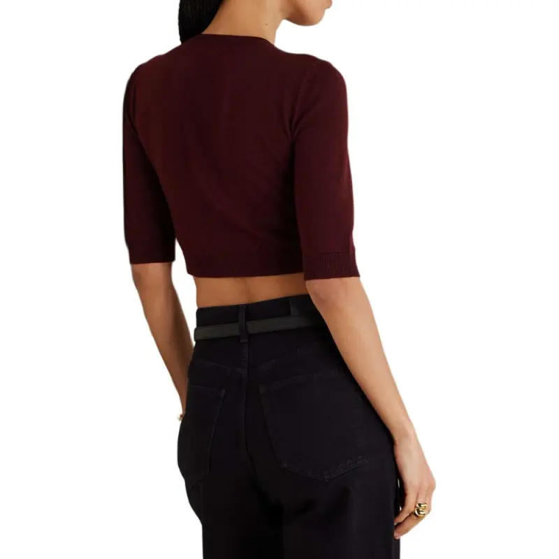SAINT LAURENT SS25 Knitwear Women's Burgundy-3