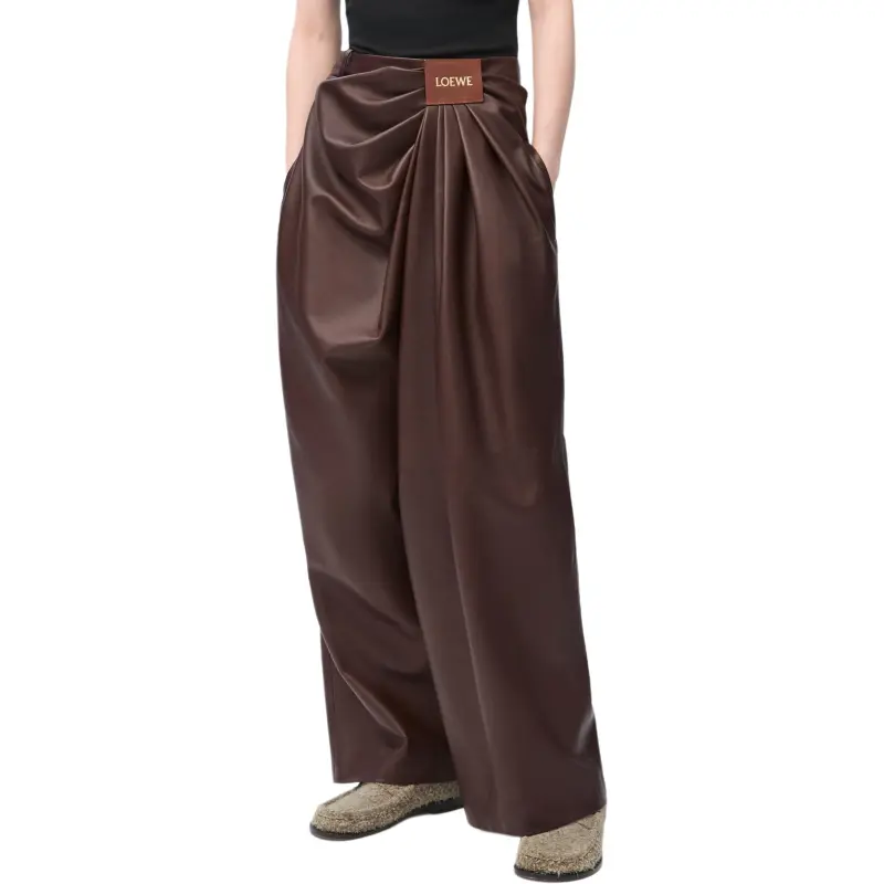 LOEWE SS25 Casual Pants Women's Chocolate Brown-2
