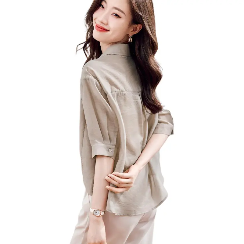 Mo Han Yi Mei Shirts Women's Khaki-4