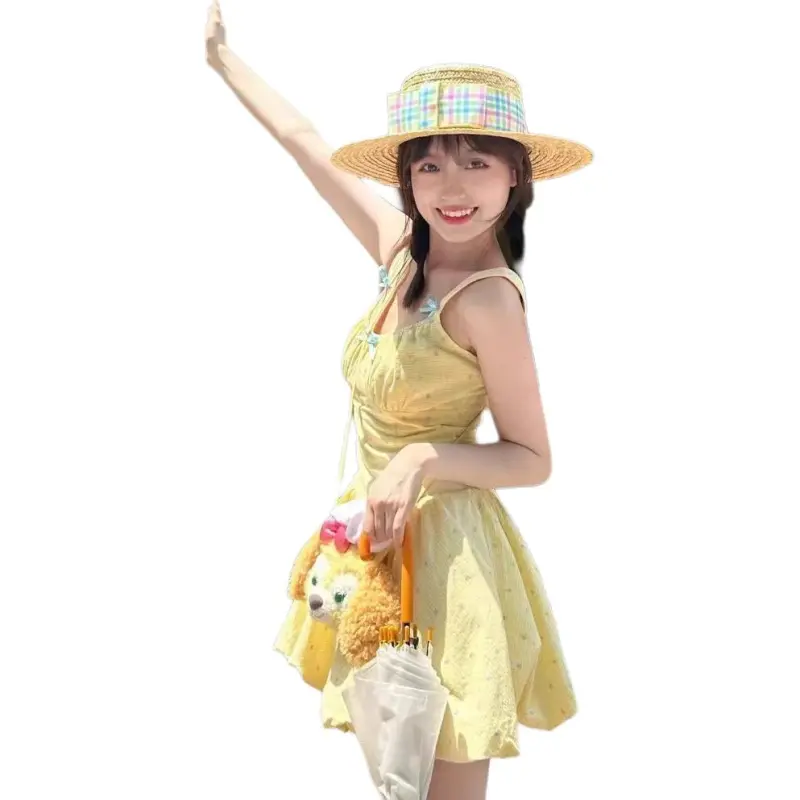 Mu Xiao Xin Slip Dress Women's Yellow-2
