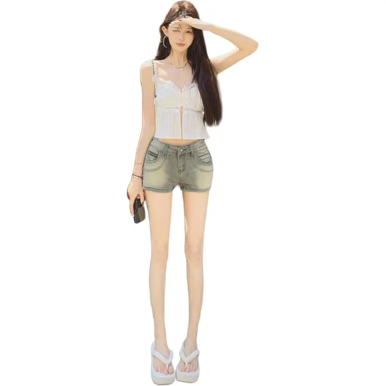 Kazakhstan Denim Shorts Women's Stone Gray-3