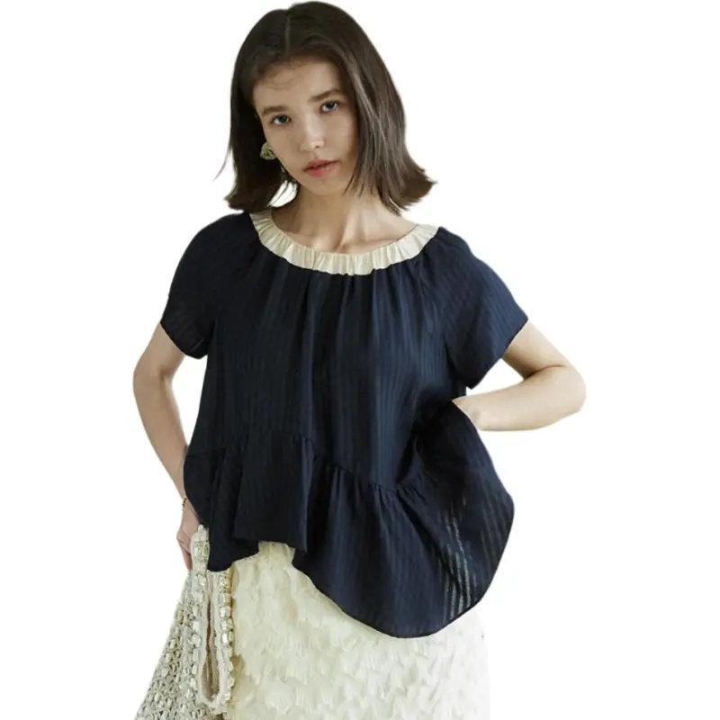 Flowers in water Shirts Women's Dark Blue-1