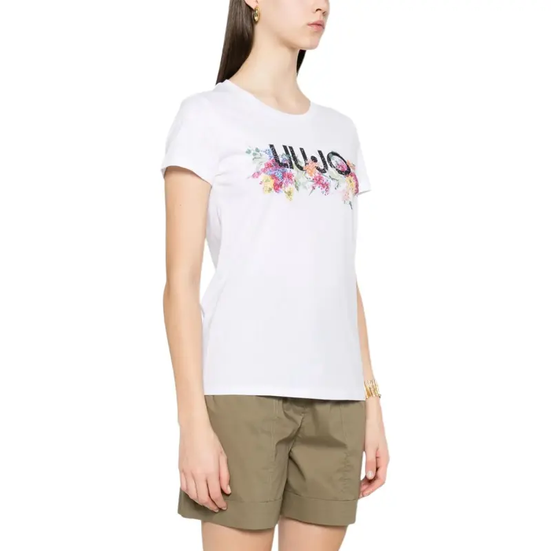 LIU·JO Crystal embellishment T shirt-3