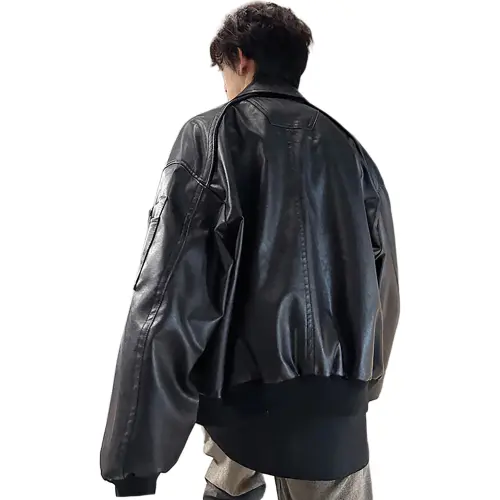 GY.VG Leather jacket refracted Unisex Black