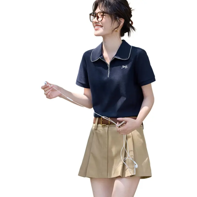 XWI T Shirts Women's Navy Blue-5