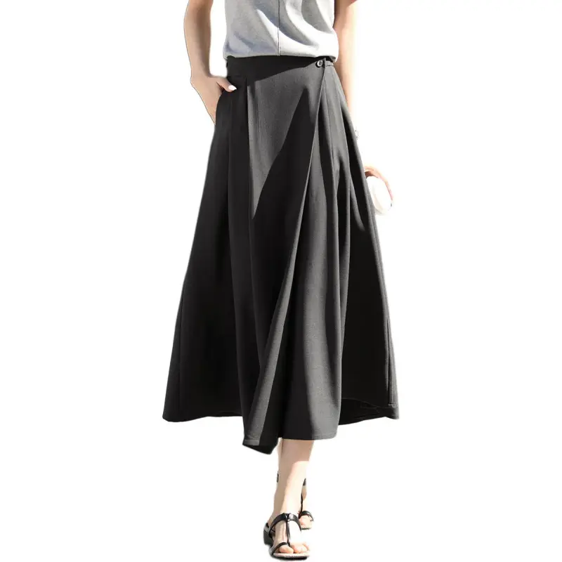 Mo Han Yi Mei Casual Long Skirt Women's Gray-1