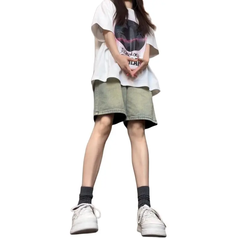 The New Age Family Denim Shorts Women's Yellow Mud-2