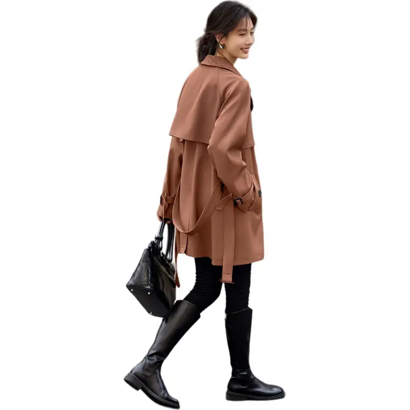 XWI Trench Coat Women's Caramel Orange Brown-2