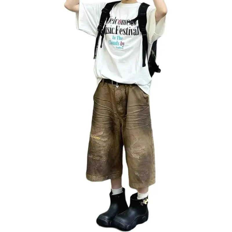 Weles Denim Shorts Unisex Khaki-4