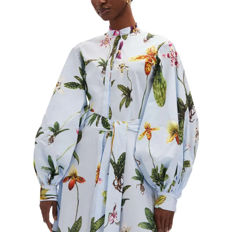 Oscar De La Renta Orchid Cotton Poplin Kaftan-3