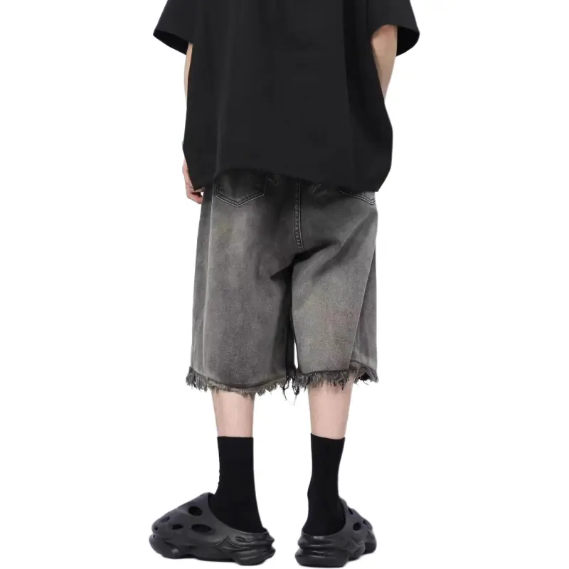 KVIV Denim Shorts Men Black--2