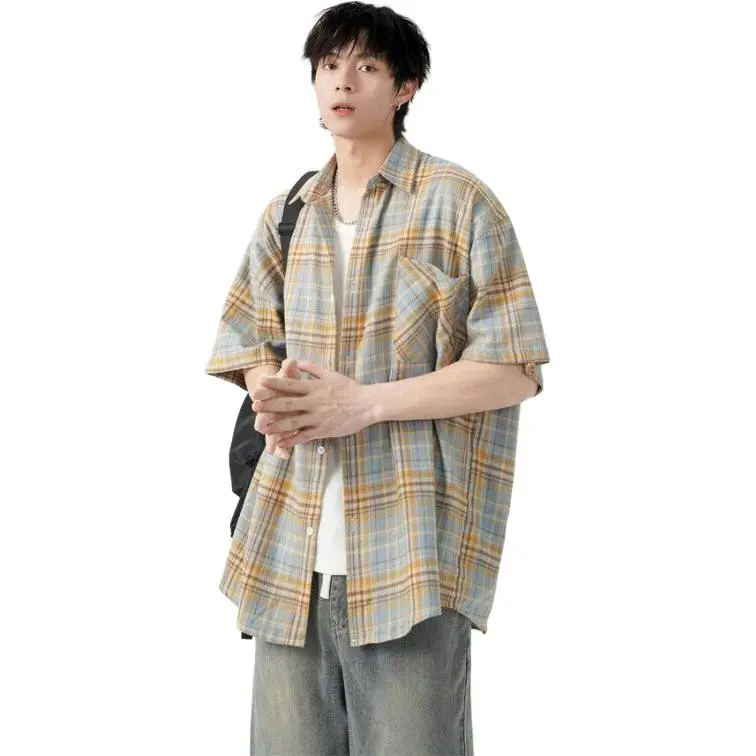 DARK HORSE Shirts Unisex Yellow Blue Plaid-3