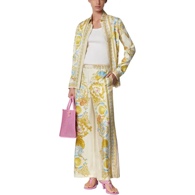 VERSACE Underwater Barocco Silk Trousers-1
