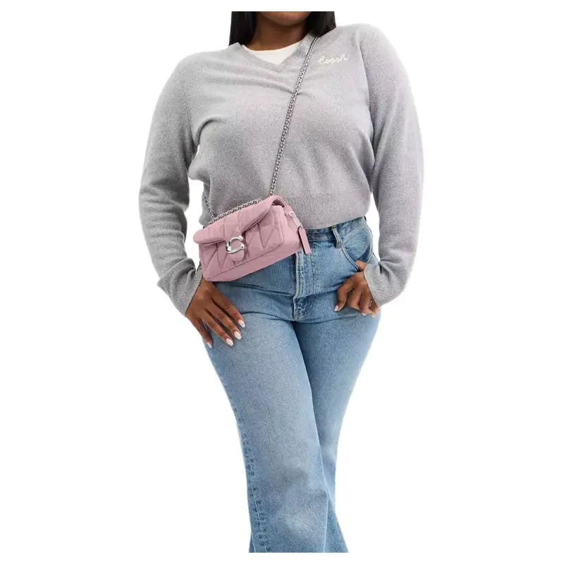 COACH Tabby Quilting Denim Crossbody Bag, Shoulder Bag Trumpets Women's Light Purple-4