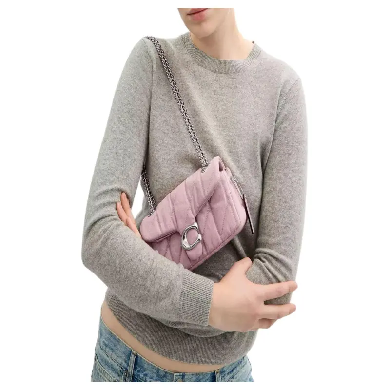 COACH Tabby Quilting Denim Crossbody Bag, Shoulder Bag Trumpets Women's Light Purple-6