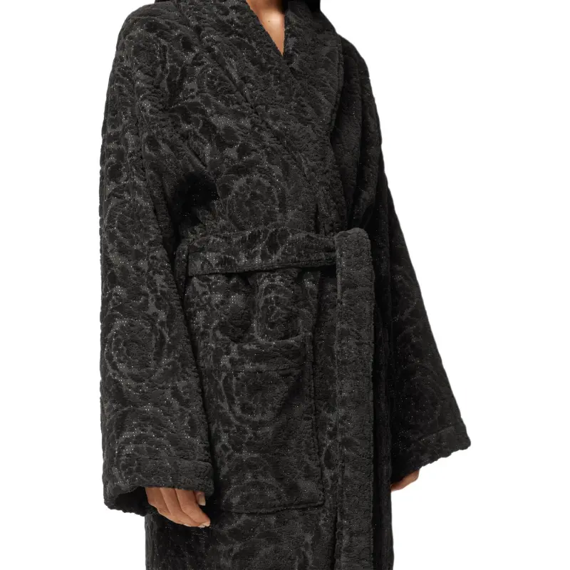 VERSACE Barocco Bathrobes Unisex Black-3