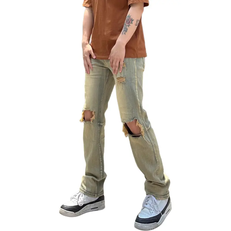 DUATOGE Jeans Men Yellow Mud-2