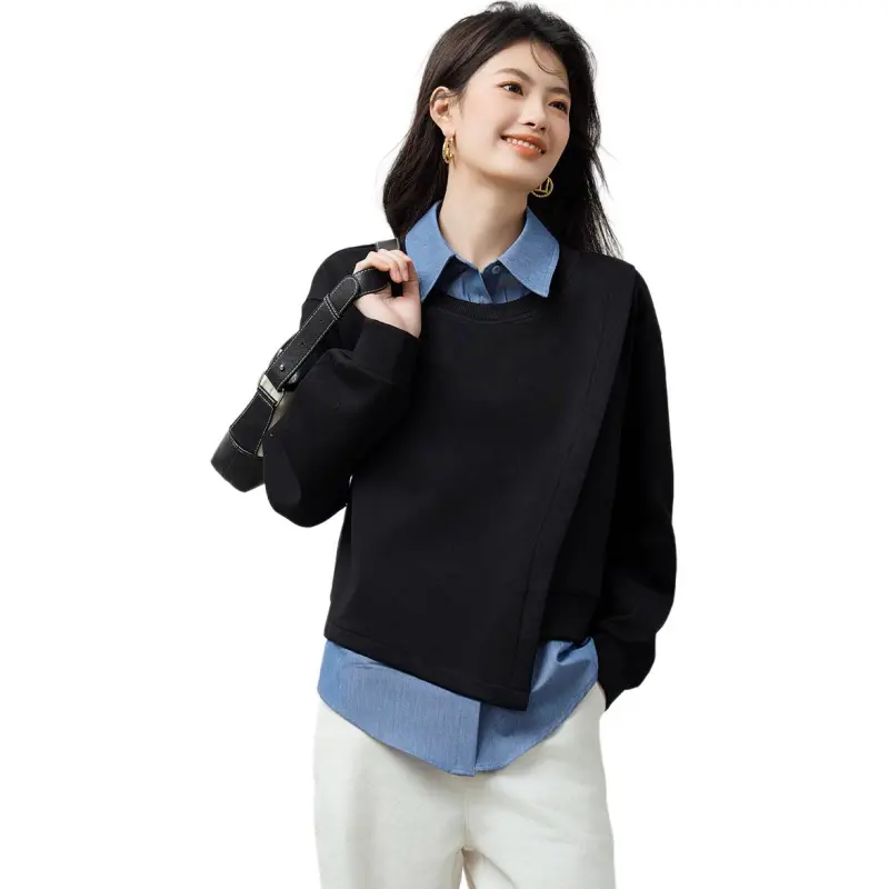 XINFEIYU Sweatshirt Women's Black-3