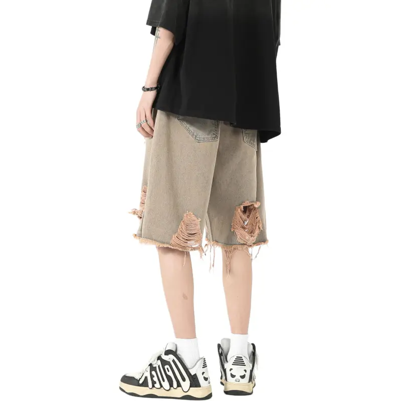 Fakeyoung Denim Shorts Unisex Yellow Mud-1