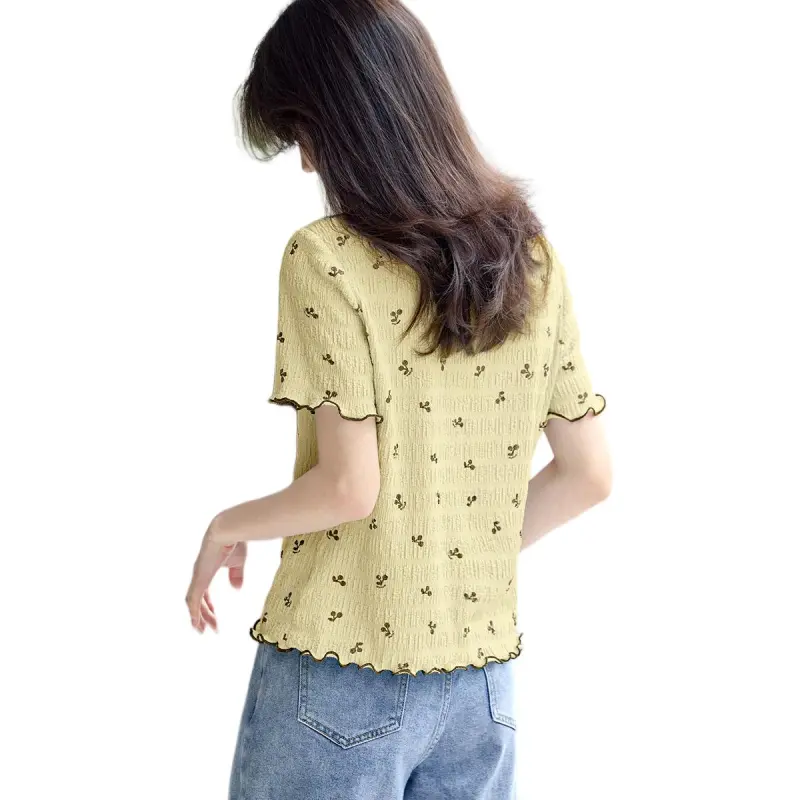 XWI T Shirt Women's Yellow Green & Coffee-2