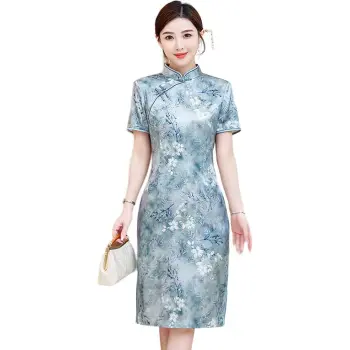 Yi Mengyuan Silk Short Sleeved Dress Women's Image Color