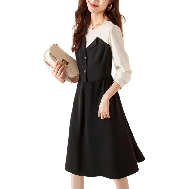 Mo Han Yi Mei Long Sleeved Dress Women's Black-1