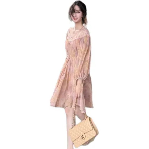 Mu Xiao Xin Long Sleeved Dress Women's Pink