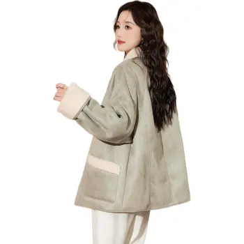 Tonlion Velvet feel Coat Women's Gray Green