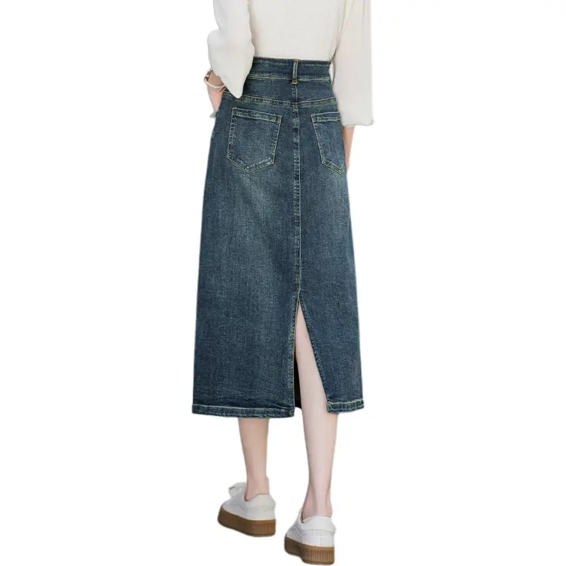 Like The Age Of Water Denim Long Skirt Women's Blue-1