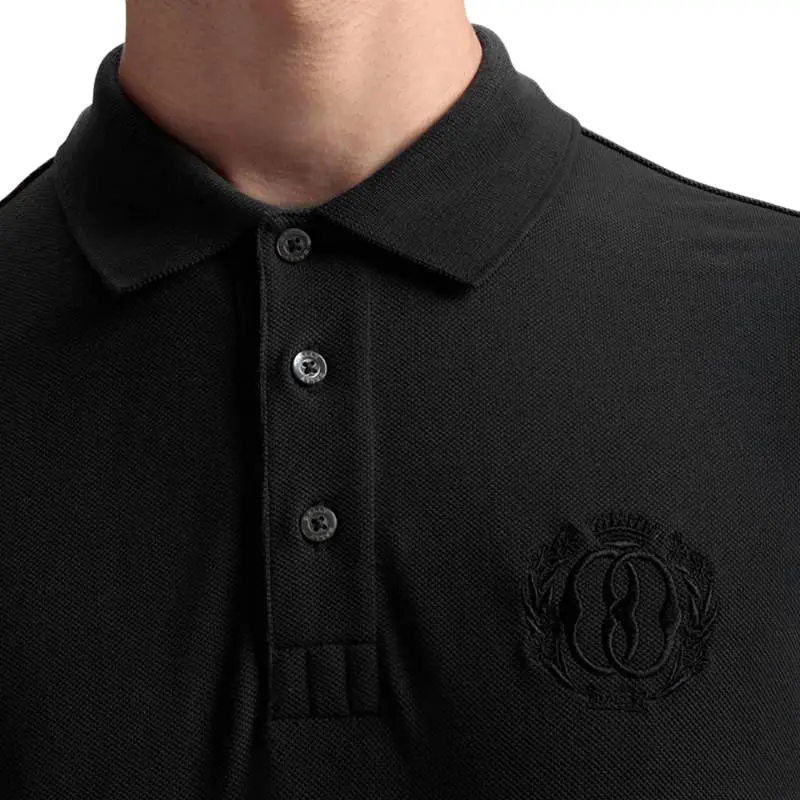 BALLY Emblem Polo In Black Cotton Polo Shirt Men's Black-2