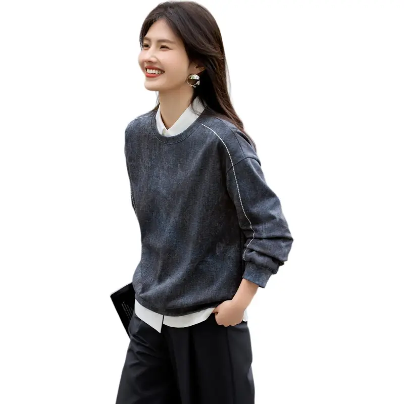 XWI Sweatshirt Women's Blended Blue-2