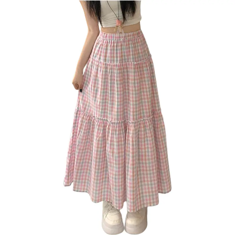 Mu Xiao Xin Casual Long Skirt Women's Pink-4