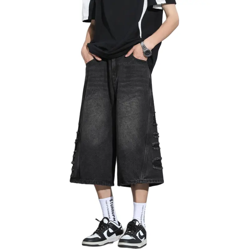 7 SEVFUN Denim Shorts Unisex Black Gray-4