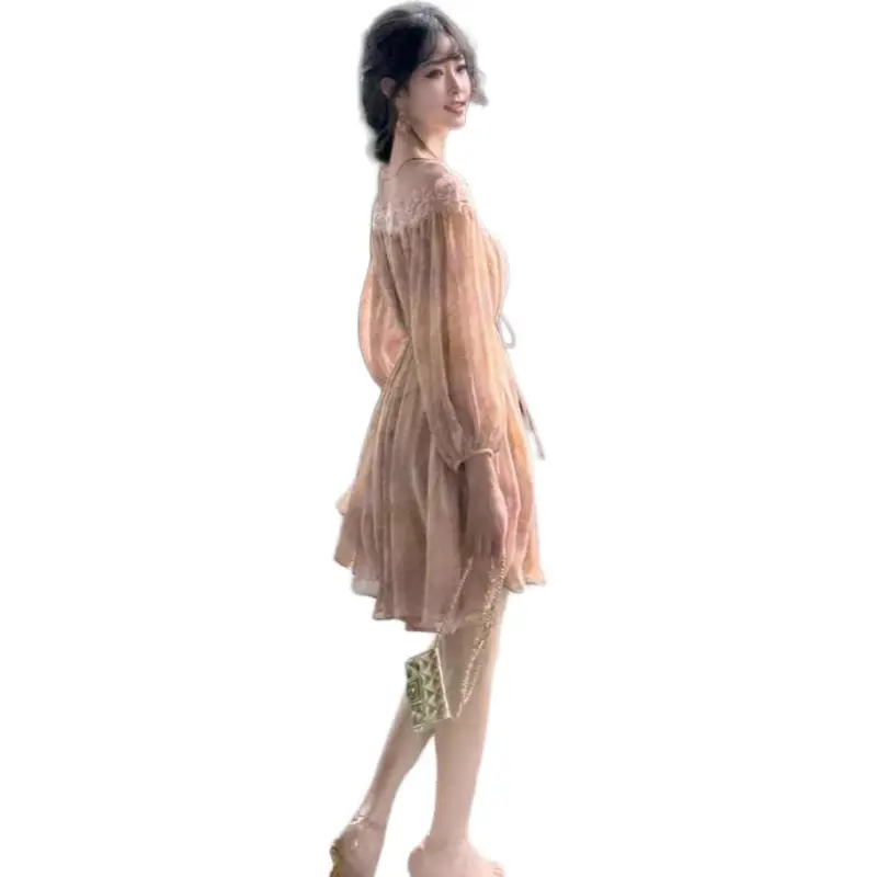 Mu Xiao Xin Long Sleeved Dress Women's Pink-1