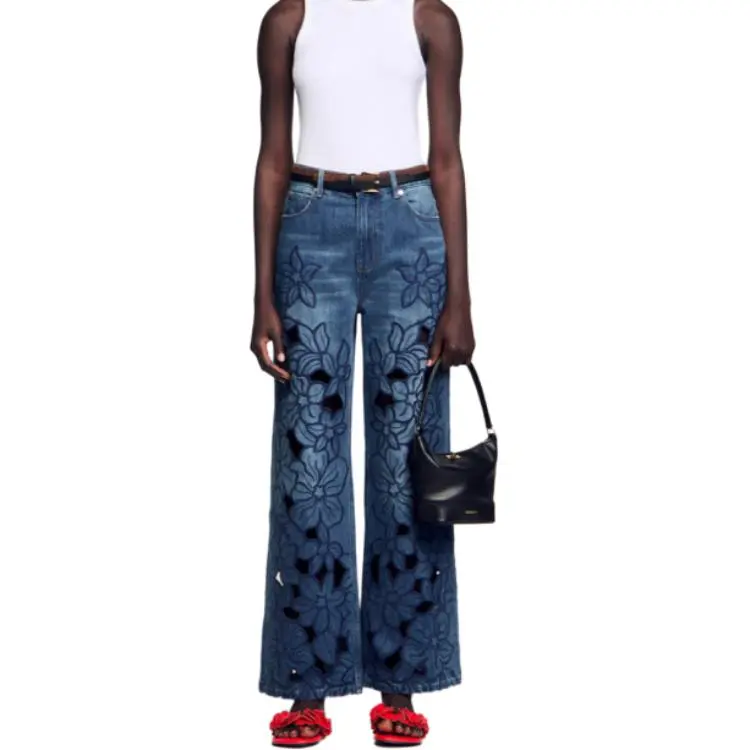 Sandro Floral embroidery Jeans-1