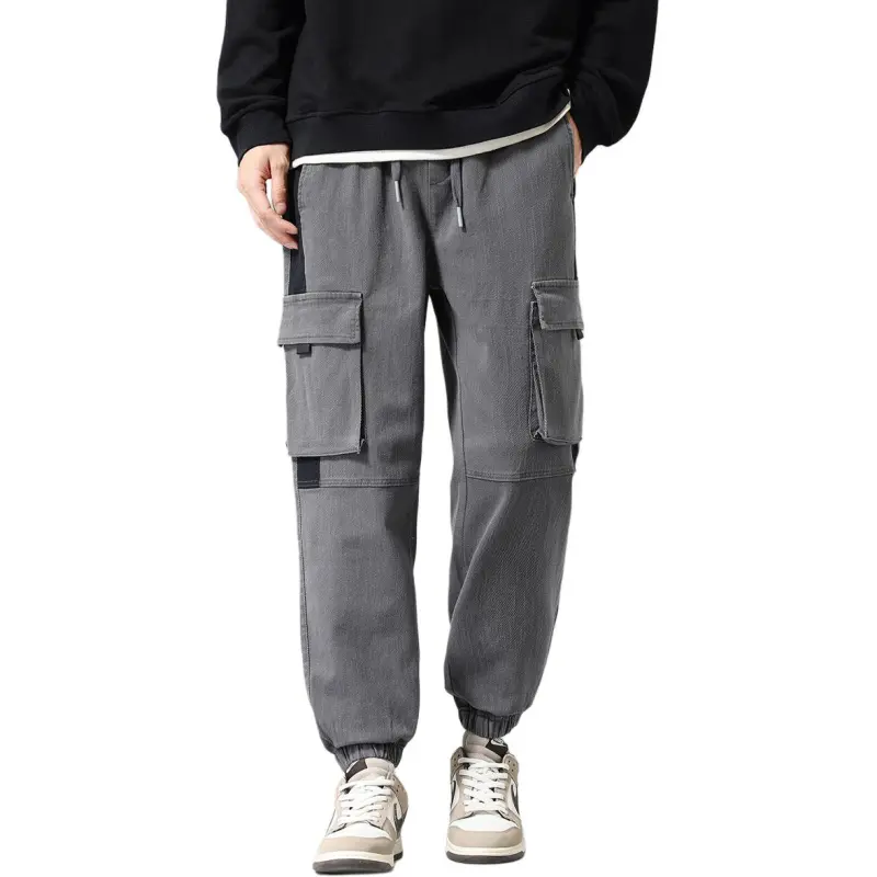 Tonlion Casual Pants Unisex Light Gray-1