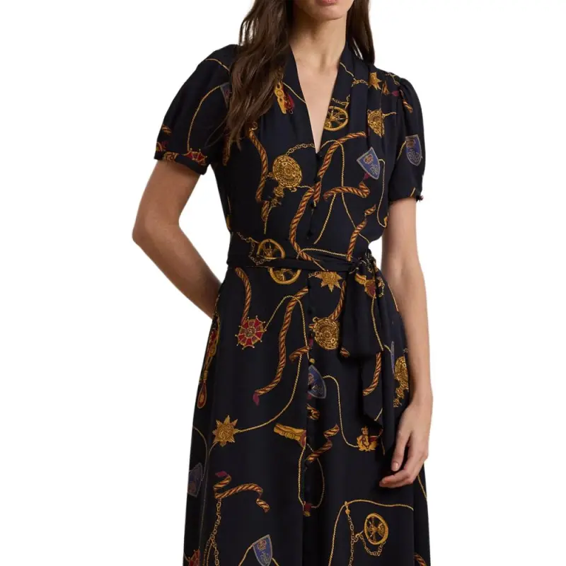 LAUREN RALPH LAUREN Short Sleeved Dress Women's Dark Blue-3