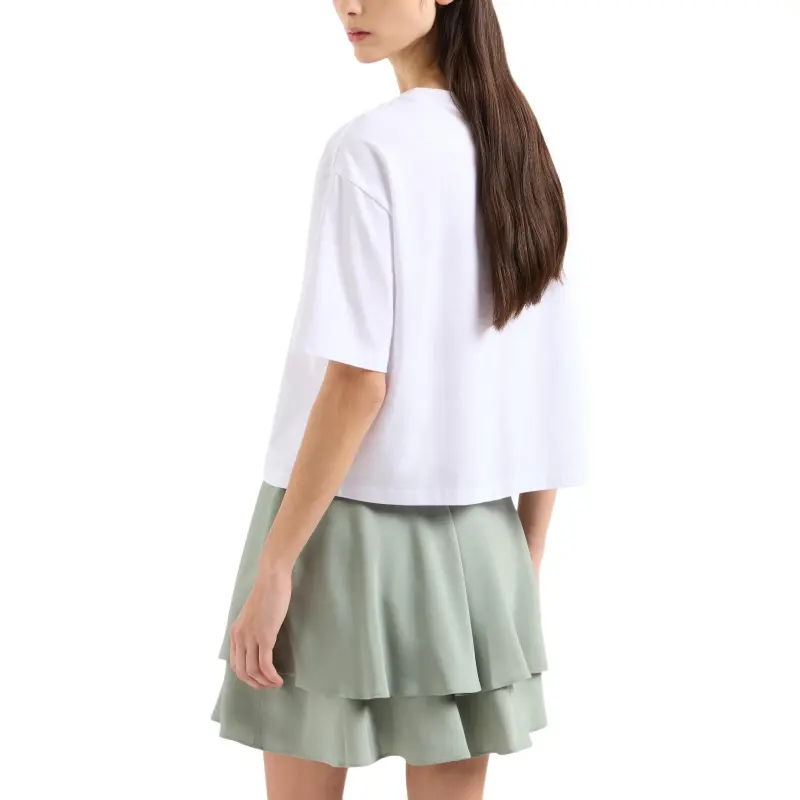 ARMANI EXCHANGEAE Drop Shoulder Sleeve T Shirt Women's Cream White-2