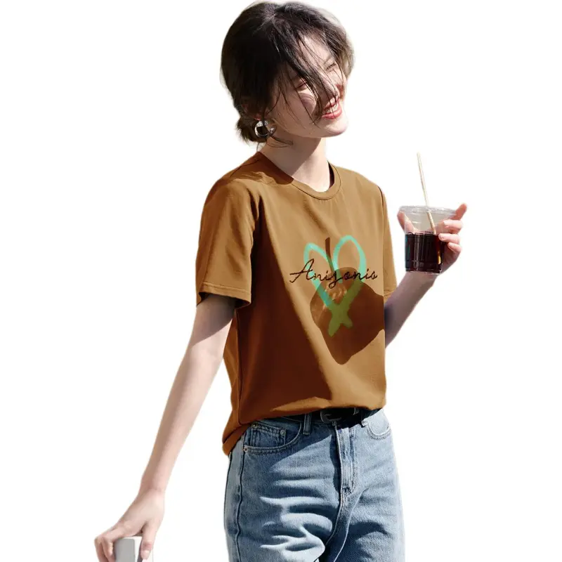 XWI T Shirt Women's Orange Brown-4