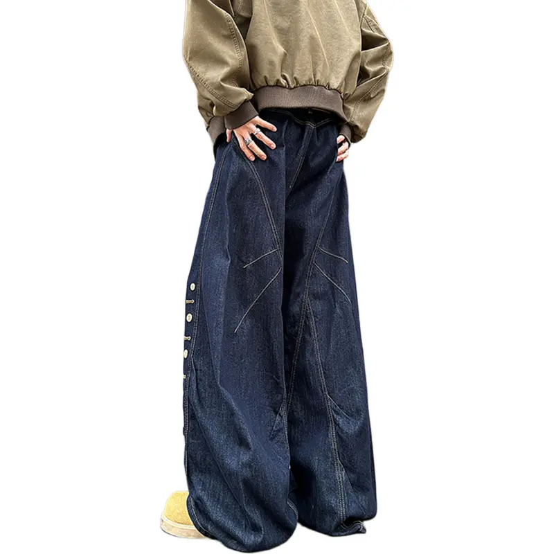 FONDLOOK Jeans Unisex Vintage Blue-3