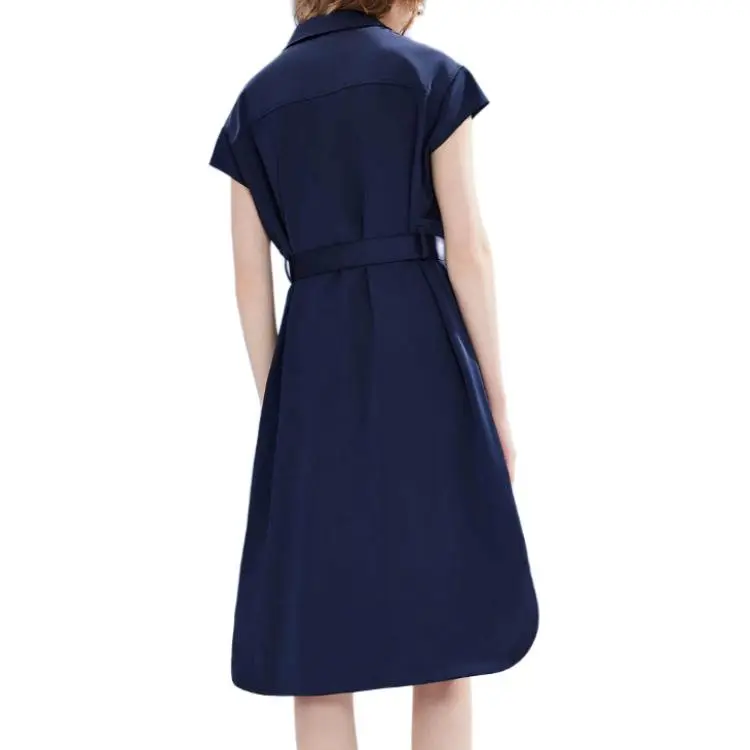 DKNY Short Sleeved Dress Women's Navy Blue-1