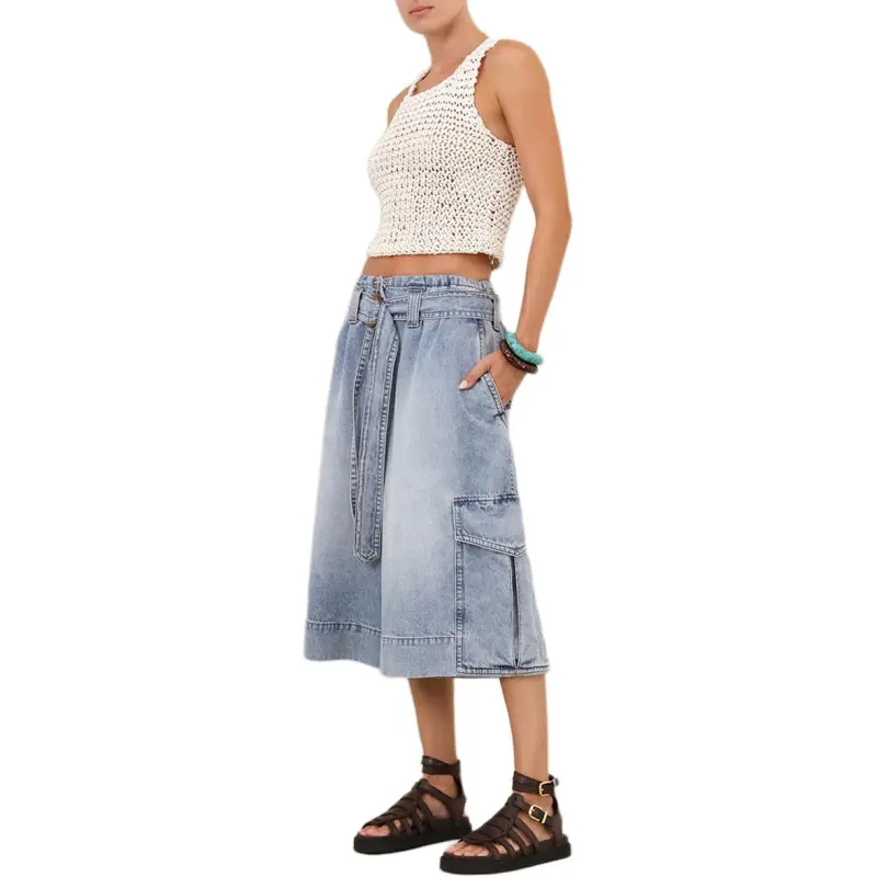 Zimmermann SS25 Denim Long Skirt Women's Blue-4