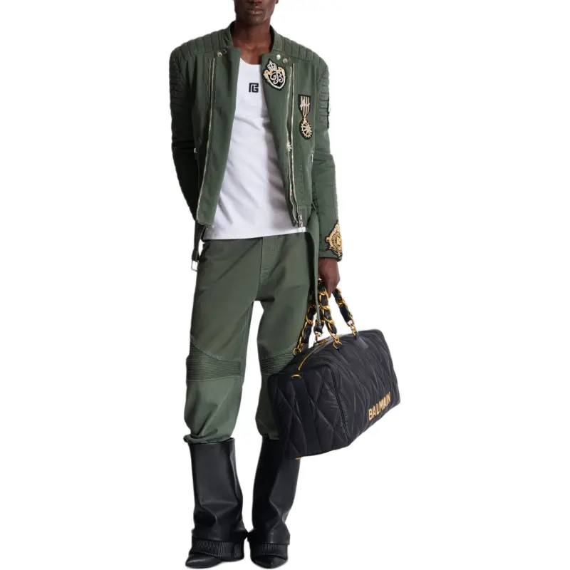 BALMAIN Patch Detailed Long Sleeved Biker Jacket-1