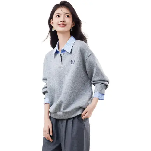 XINFEIYU T Shirts Women's Gray