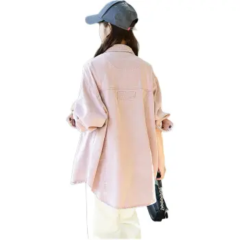XIAOJUCHUANLI Denim Jacket Women's Pink