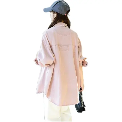 XIAOJUCHUANLI Denim Jacket Women's Pink