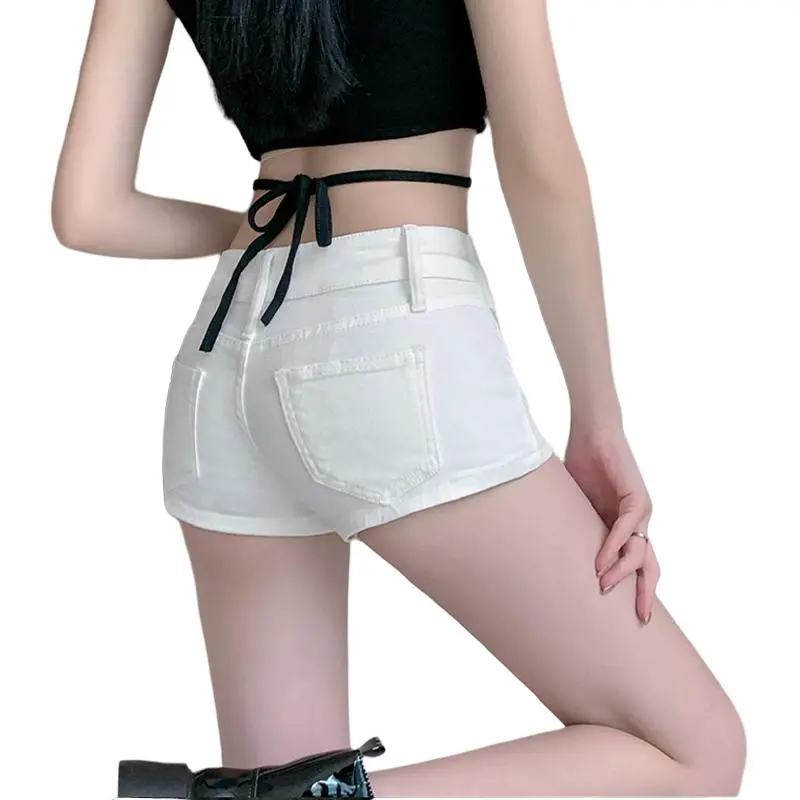 KUNZHUDAXIANG Classic Denim Shorts Women's Pure White Color-1