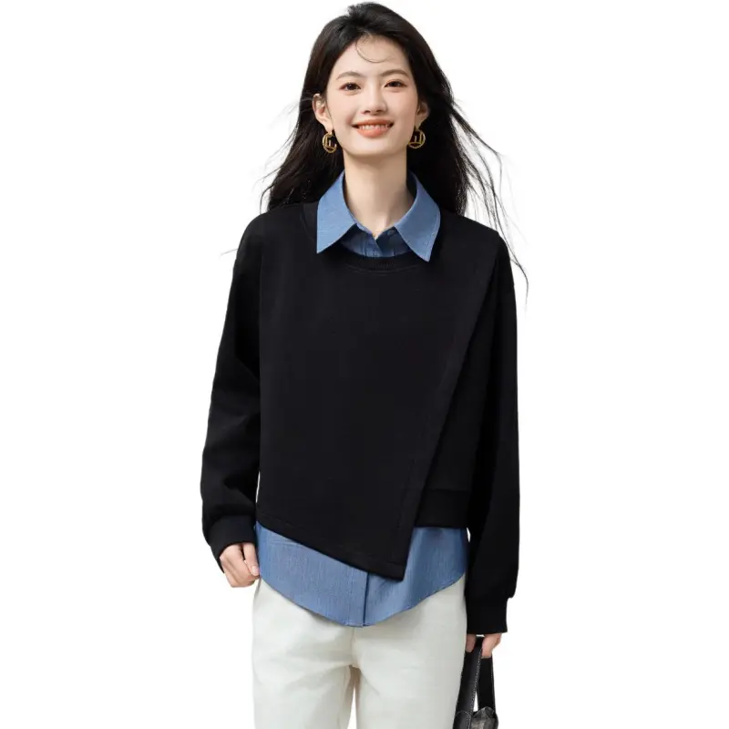 XINFEIYU Sweatshirt Women's Black-4
