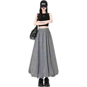 The Temptation Of The Muse Casual Long Skirt Women's Plaid